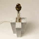 Modernist lamp Croisillon in white marble and chrome metal of the 50s and 60s