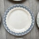 6 green and blue mismatched iron earth plates