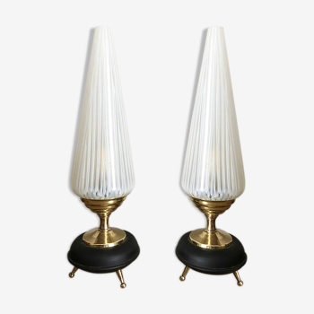 Paire de lampes tripodes 1960 italienne