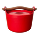 Pot en fonte émaillée rouge style milieu du siècle avec poignée en teck par Timo Sarpaneva pour Rosenlew de Finlande, années 1960