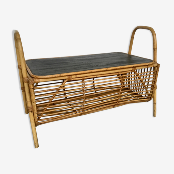 Coffre à jouet en bambou et rotin - vintage 1960