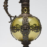 Nineteenth Renaissance style ewer in glass green and brass