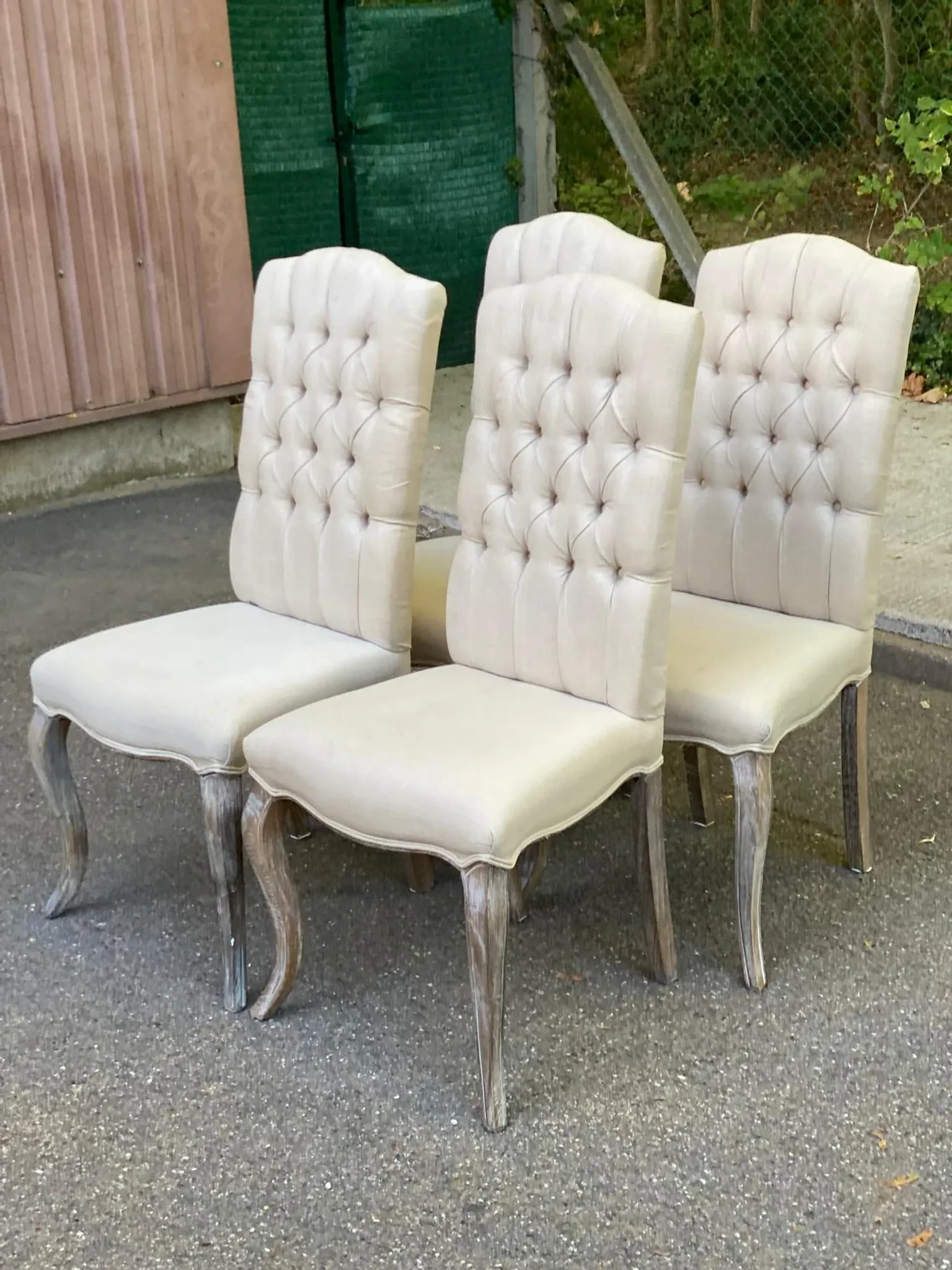 4 upholstered chairs in linen and ash, Maisons du Monde model Chloé.