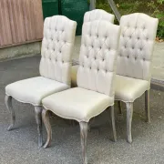 4 upholstered chairs in linen and ash, Maisons du Monde model Chloé.