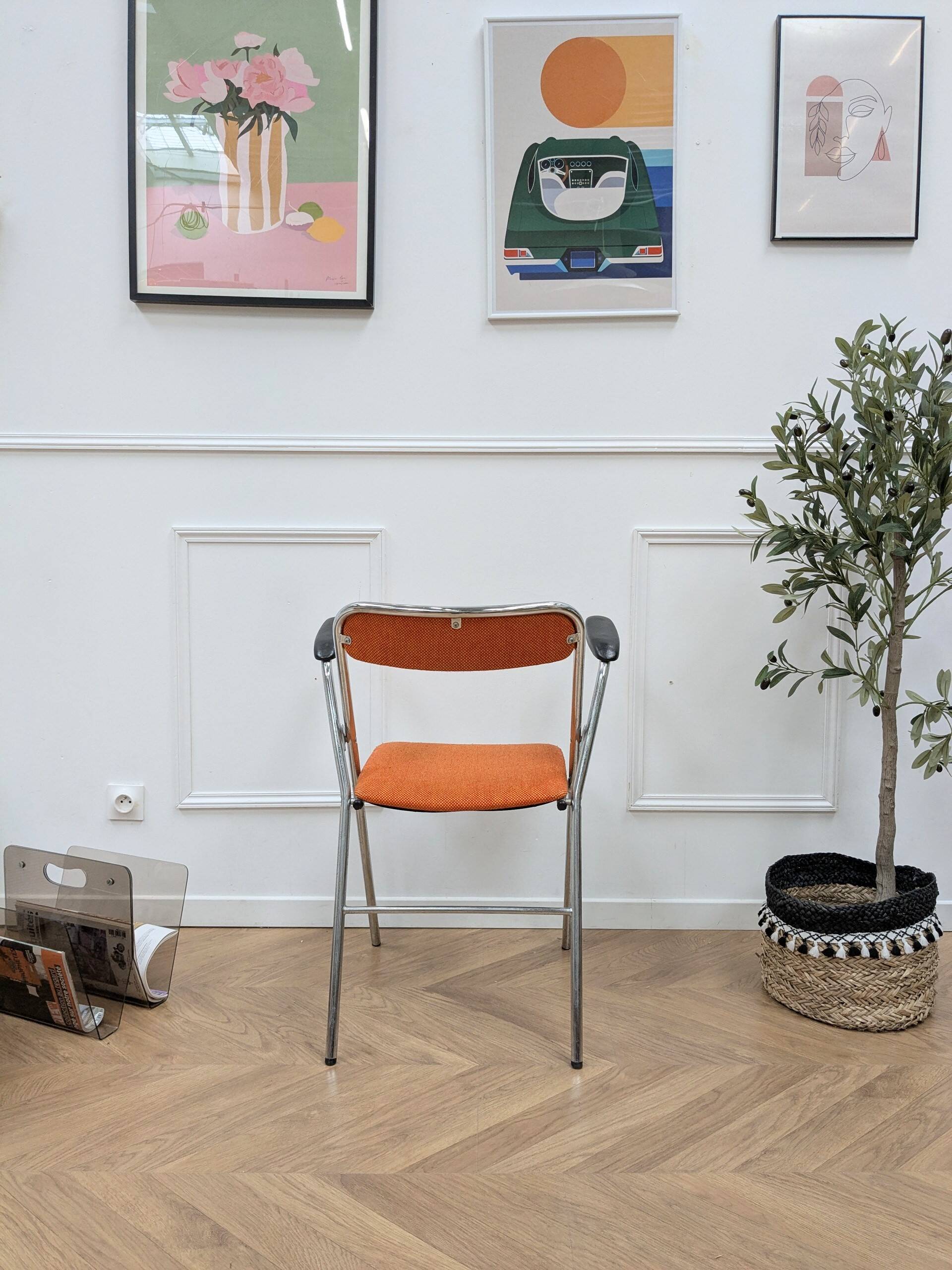 Orange folding chair