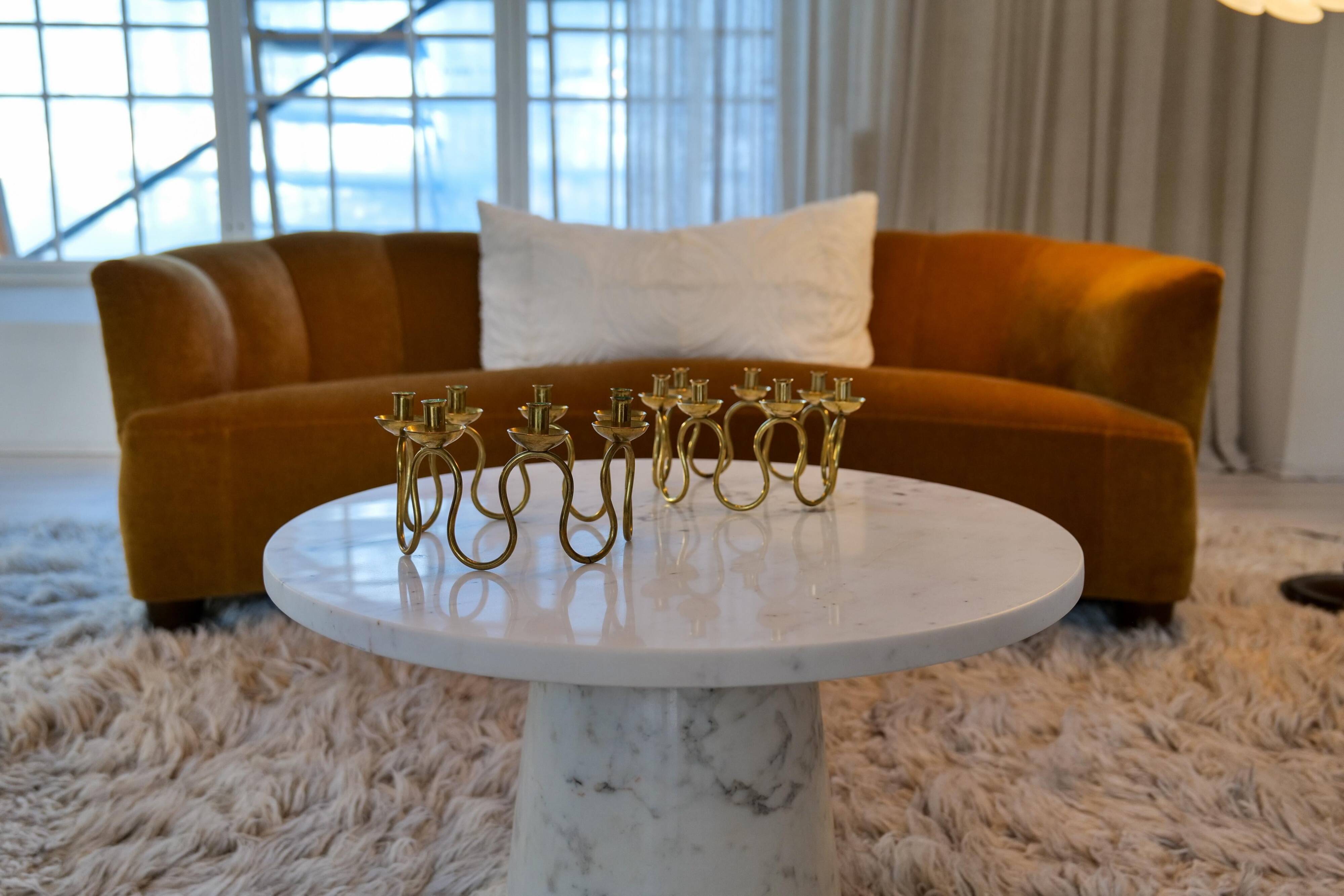 Art Deco brass chandeliers by Lars Holmström in Arvika, Sweden.