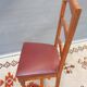 Set 6 chairs style Louis XIII VINTAGE 1980 Oak and Burgundy red leather