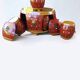 Drum coffee table and its 4 nesting stools in Chinese lacquered wood - Jin
