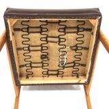 Fauteuil scandinave en skaï Suède 1960