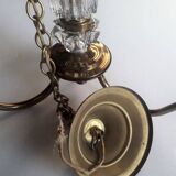 Chandelier 1950, 1960 3 lights gold metal and glass