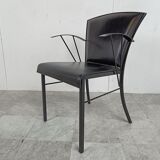 Vintage black leather dining chairs by Arrben, 1980s