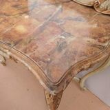 Console set and its mirror in lacquered wood Louis XV style