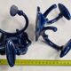 Pair of 1910 art nouveau period coat hooks in blue enameled cast iron