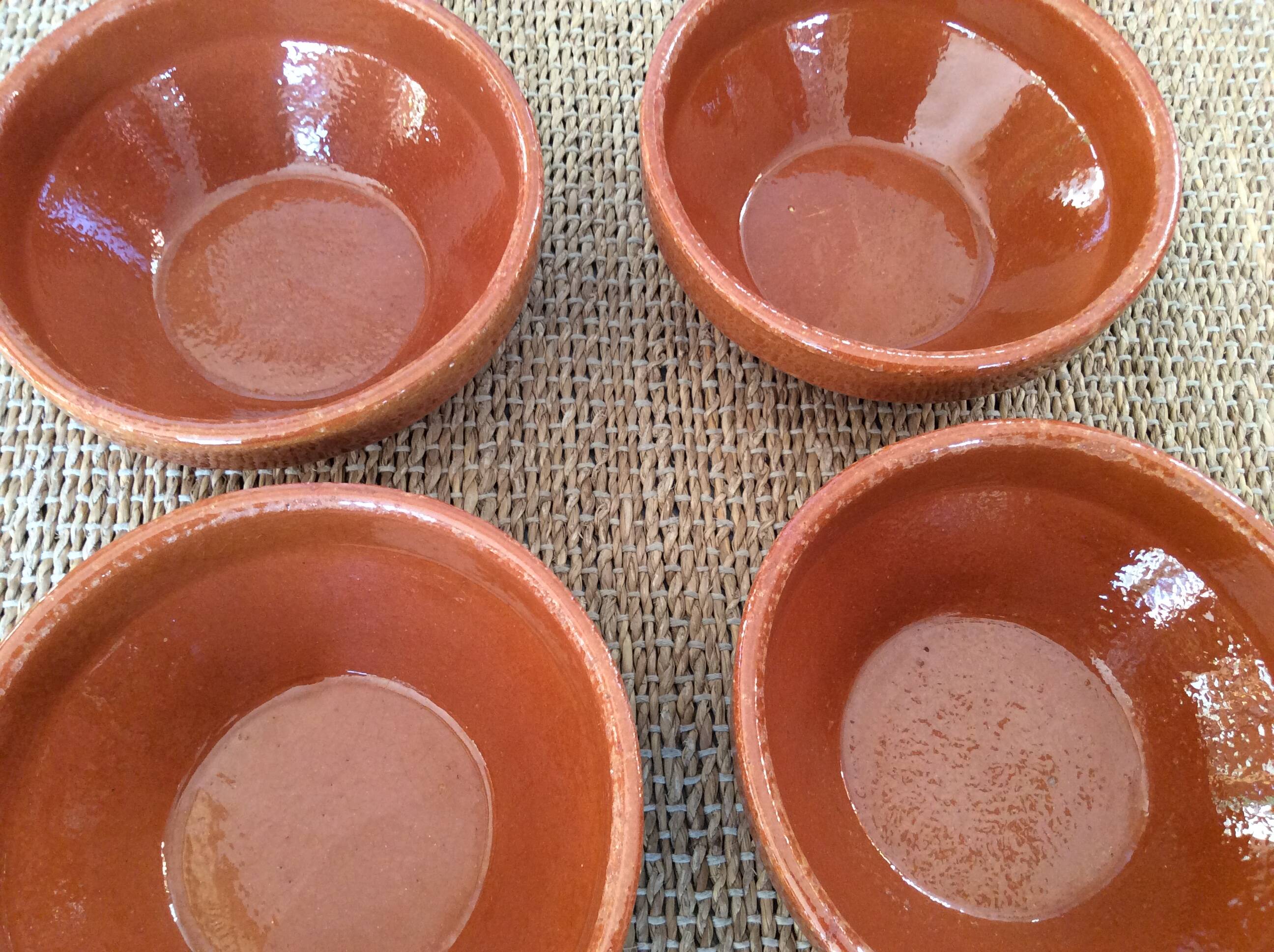 4 glazed terracotta bowls