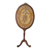 Wooden and embroidered fabric fireplace screen