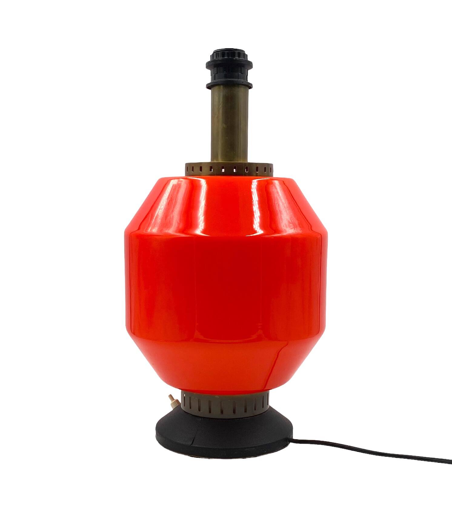 Space Age orange glass table lamp base, Italy 1960s