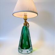 Midcentury Pietro Toso table lamp, green and bubble Sommerso Murano, Italy