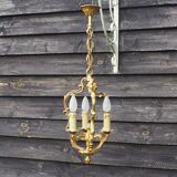 French Bronze Birdcage Chandelier: Louis XV Style 3-Branch Light