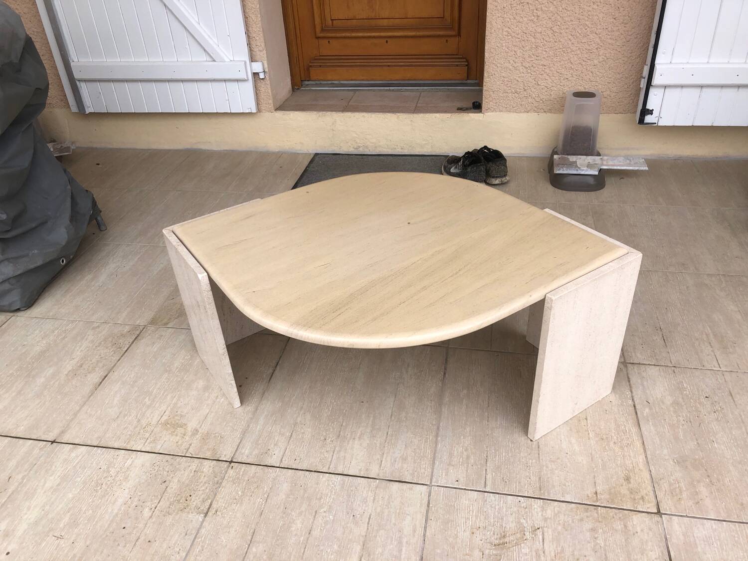 Vintage water drop travertine coffee table