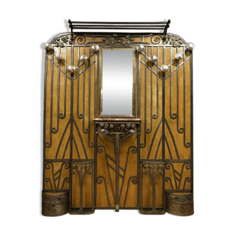 Maison Moutard: Monumental coat rack from the Art Nouveau period in wrought iron.