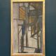 Original Danish Oil on Canvas – “Gul Figurkomposition” by P. Primdahl – Signed – Dated 1958 – Vintage & Framed – 43 × 27 cm (16.9" × 10.6")