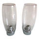 Pair of vintage 1970s-80s glass and chrome wall lights with teardrop shapes
