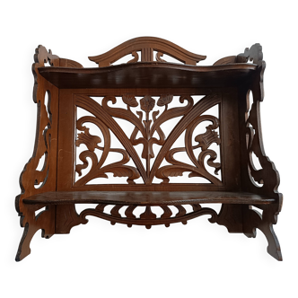 Art Nouveau openwork wooden shelf