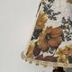 Lampe en bois tourné 70 abat jour fleur vintage