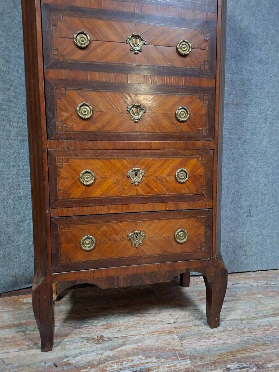 Secretary in a week planner style from the Louis XVI period in marquetry (to be restored)