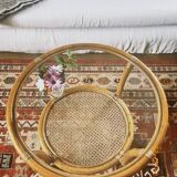Vintage rattan and glass coffee table