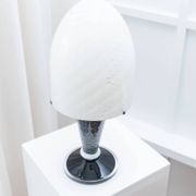 Murano Glass Mushroom Table Lamp with silver accents, black-and-white swirl, Space Age 1970s