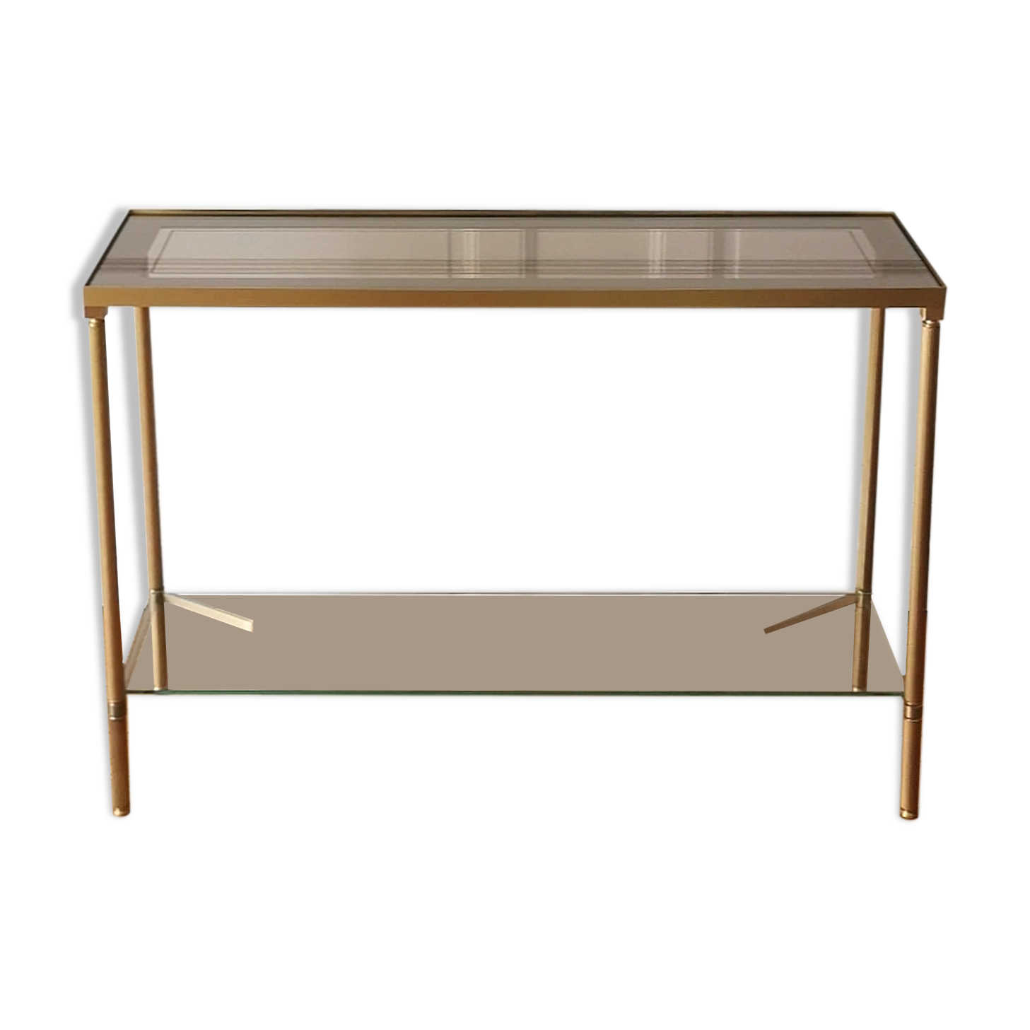 Neoclassical brass and glass console 1970