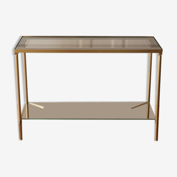 Neoclassical brass and glass console 1970