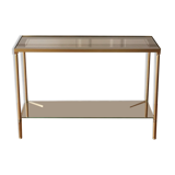 Neoclassical brass and glass console 1970