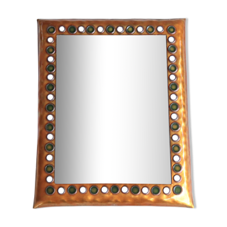 Rectangular enameled copper wall mirror signed Michel