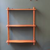 Antique turned wood wall shelf