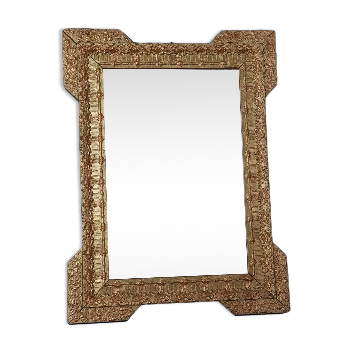 Old mirror frame wood and gilded stucco around 1900 61x46 cm sb
