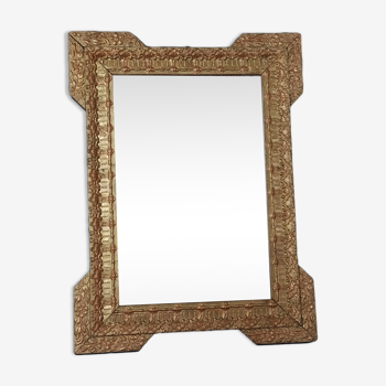 Old mirror frame wood and gilded stucco around 1900 61x46 cm sb