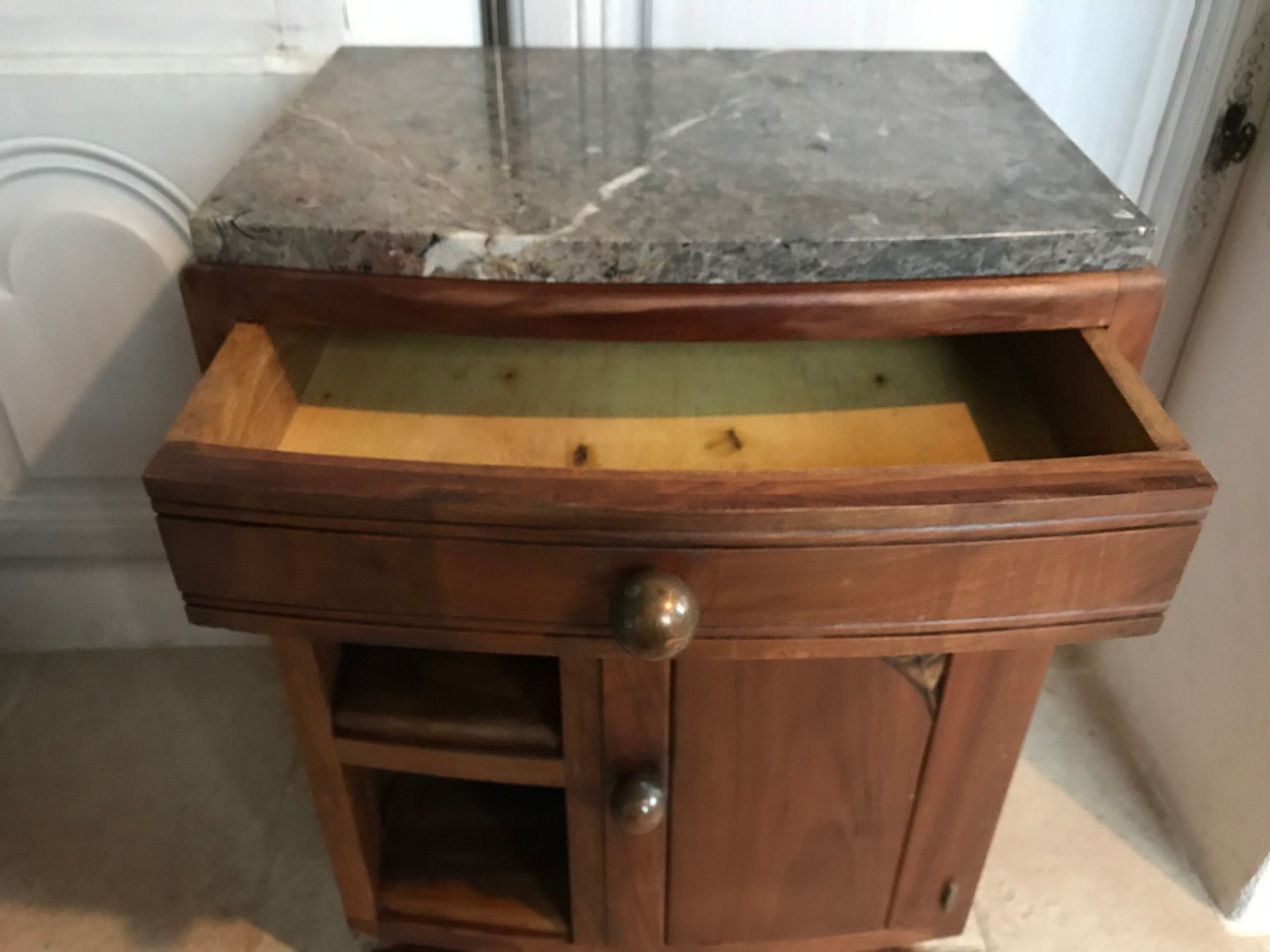 Art Deco wood and marble bedside