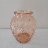 Molded pink glass vase – Art Deco style 1930s