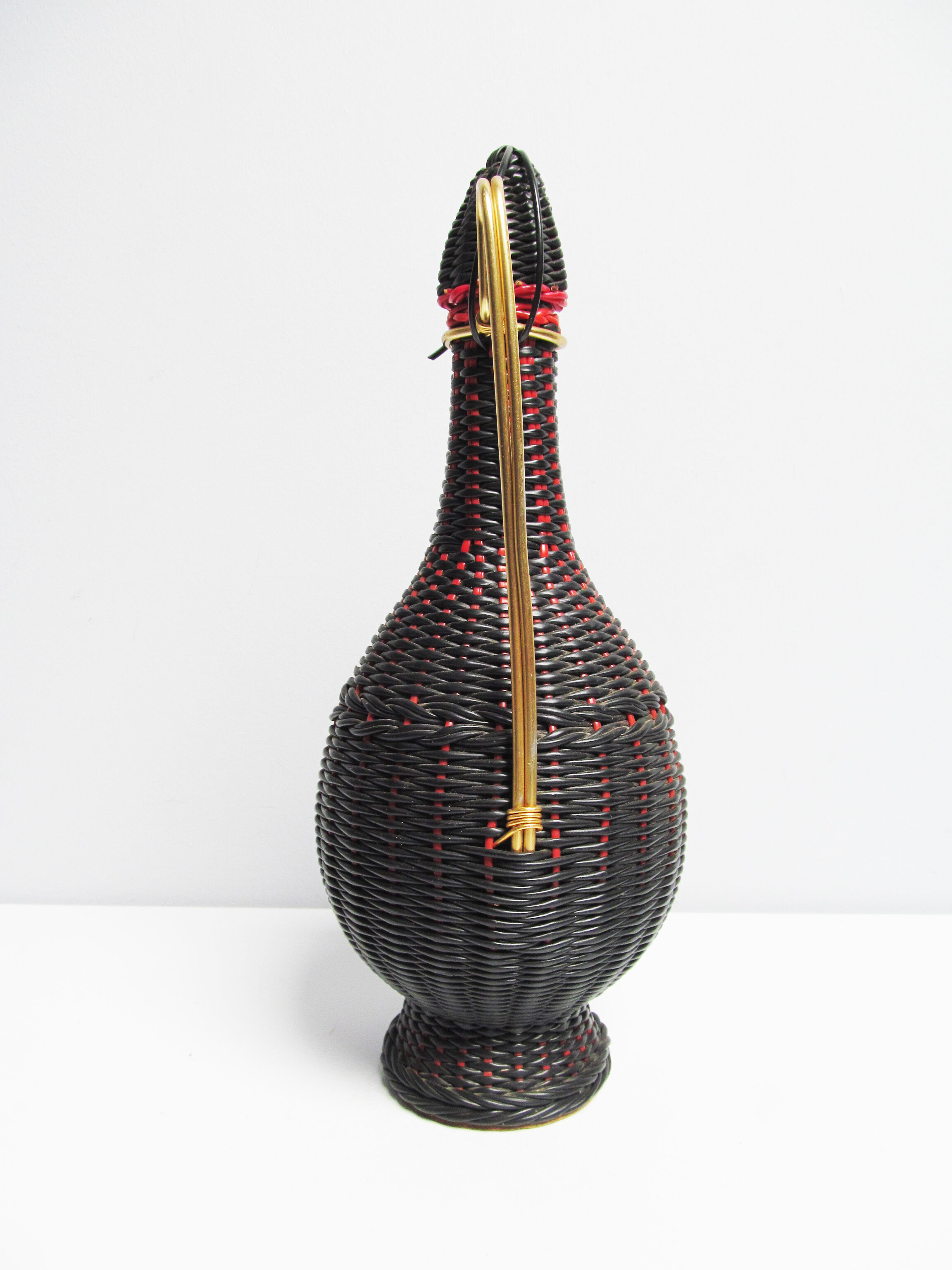 Vintage scoubidou wicker bottle wine bottle