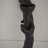 Hand-sculptured candlestick signed Jean Marais - Vallauris - Cocteau