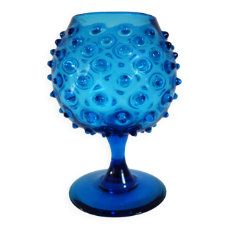 Vase verre d’Empoli bleu cobalt vintage