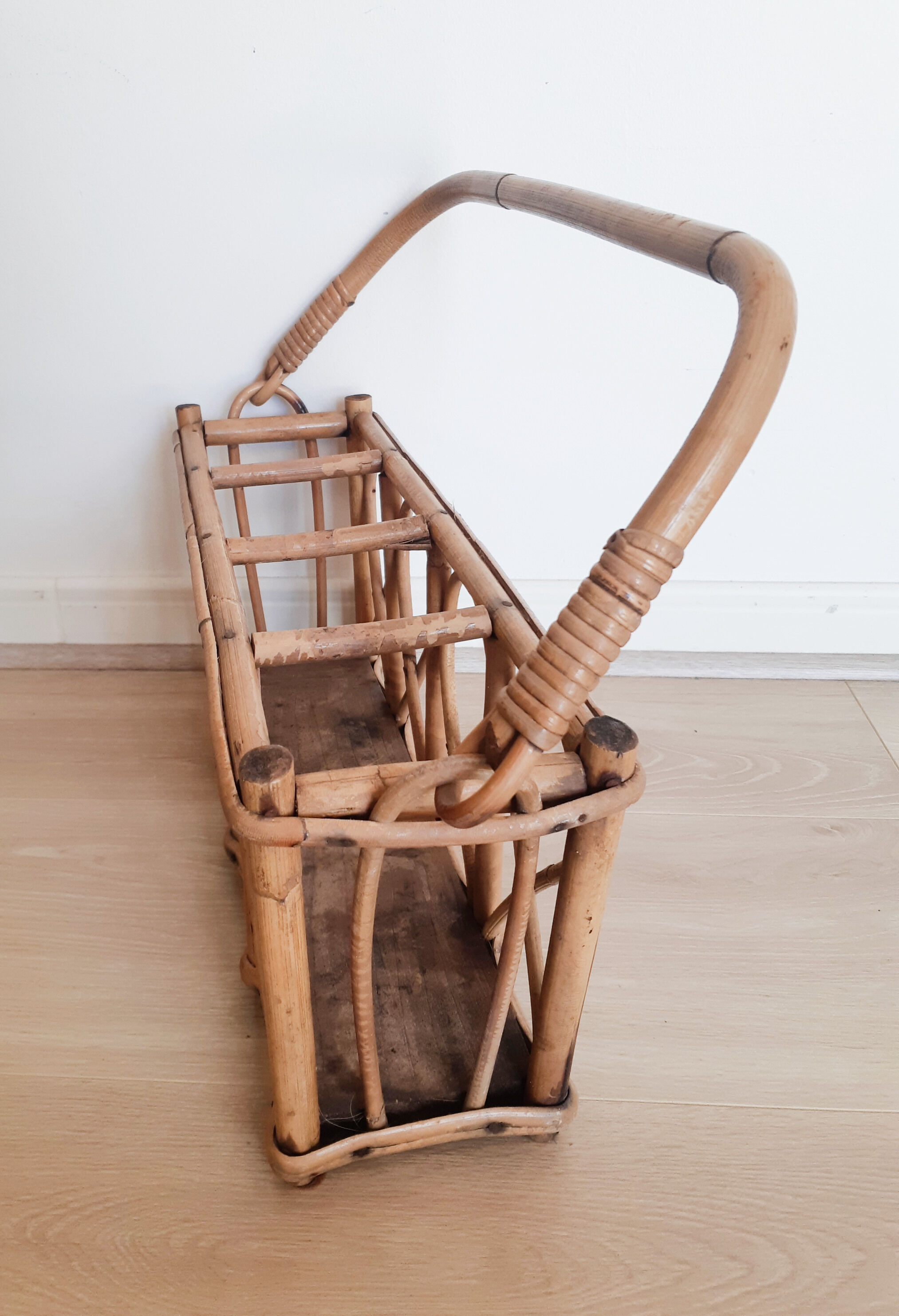 Rattan bottle basket, 50s