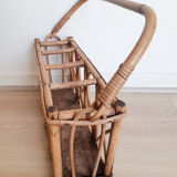 Rattan bottle basket, 50s