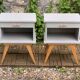 Paire de chevets pieds compas vintage 1950