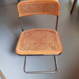 Set of 4 TIVIR chairs in cane and chrome metal.