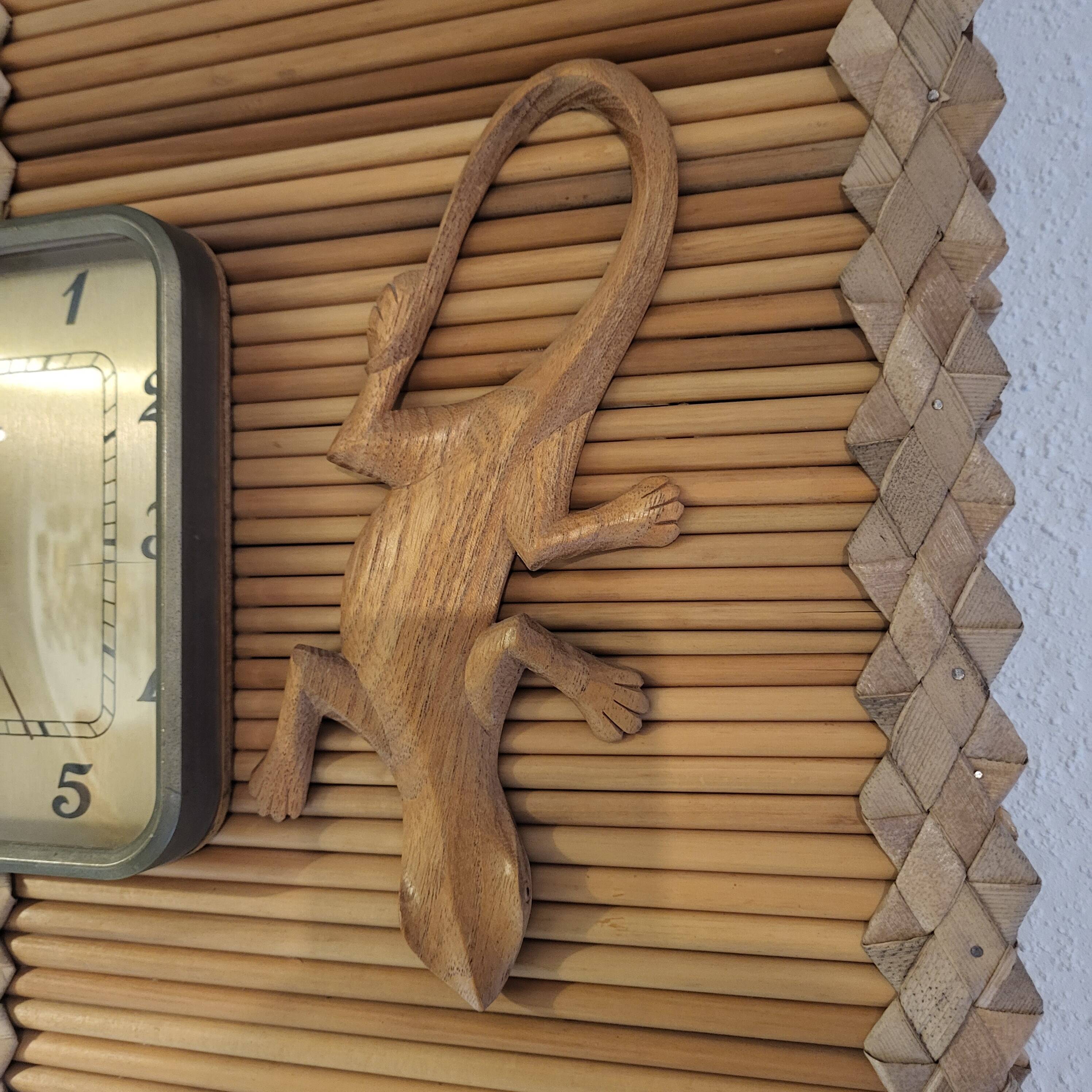 Horloge Kiple ,en bambou et billes ,année 60