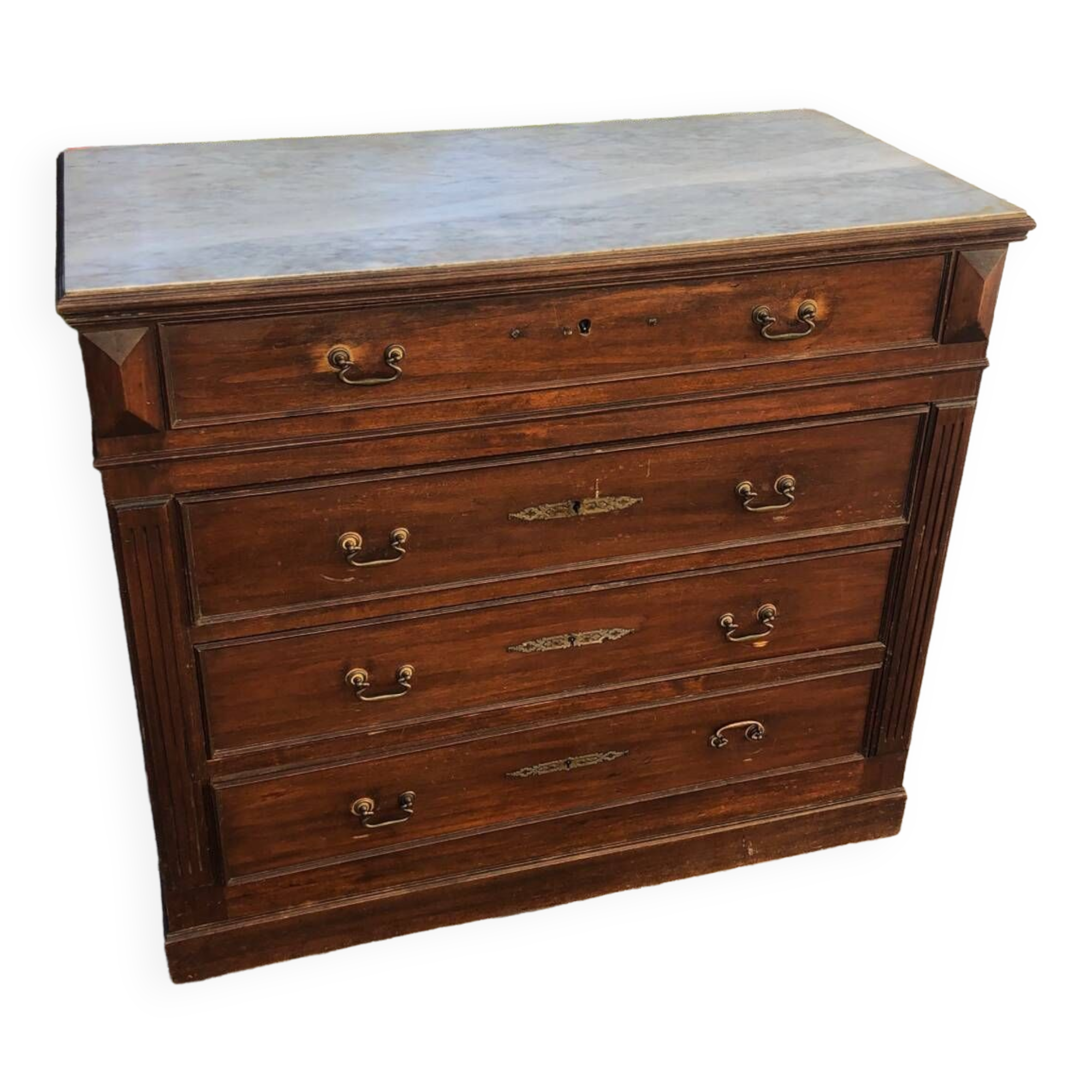 Commode ancienne avec plateau marbre blanc