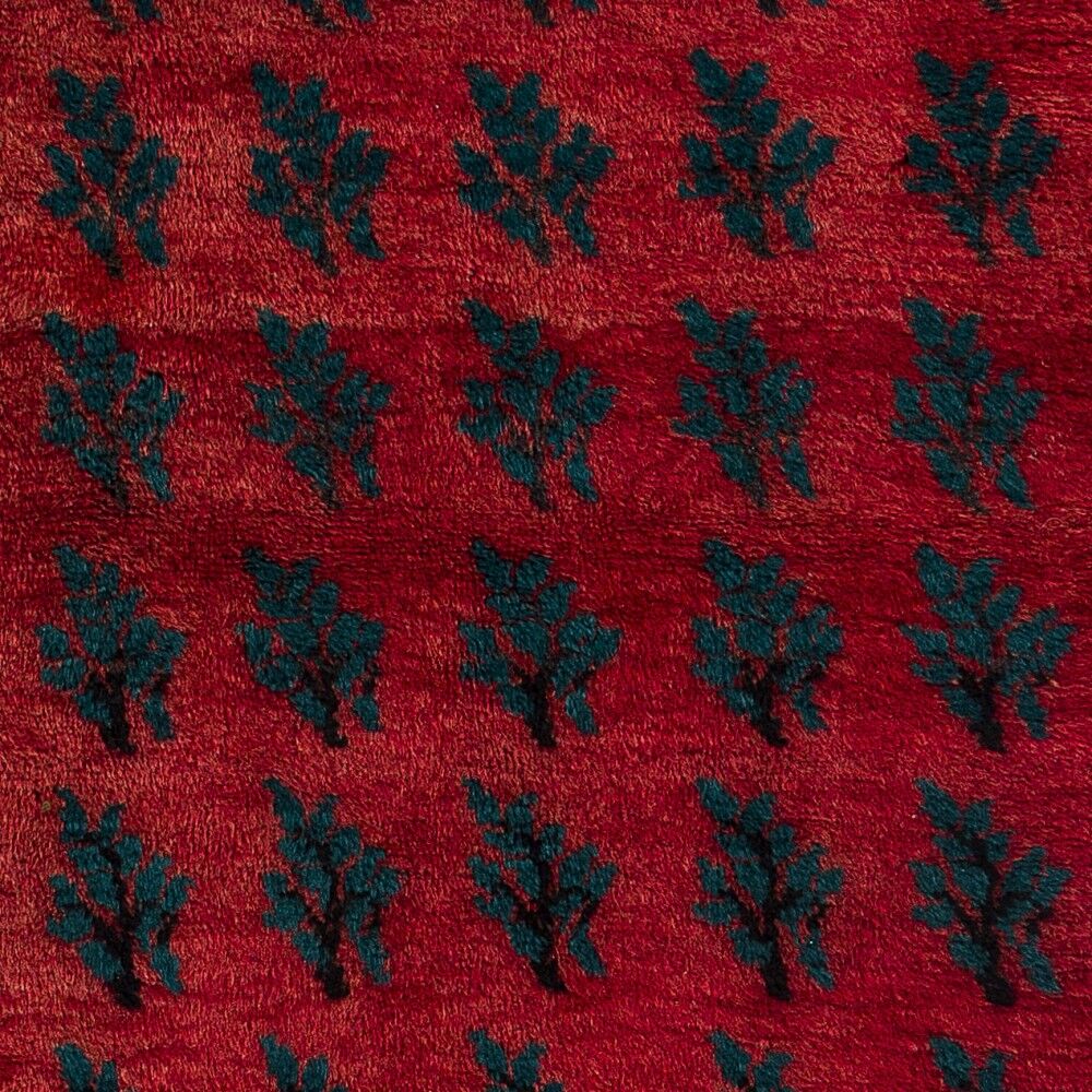 Vintage Handmade Turkish Tulu Rug with Serrated Leaf Design, 100% Wool